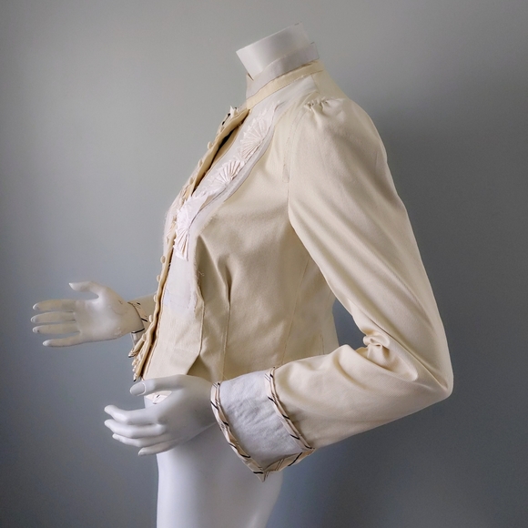Vintage🎉 HP🎉 1990s CHLOE Ivory Origami Pleated Victorian Blazer 40 S - Picture 6 of 8